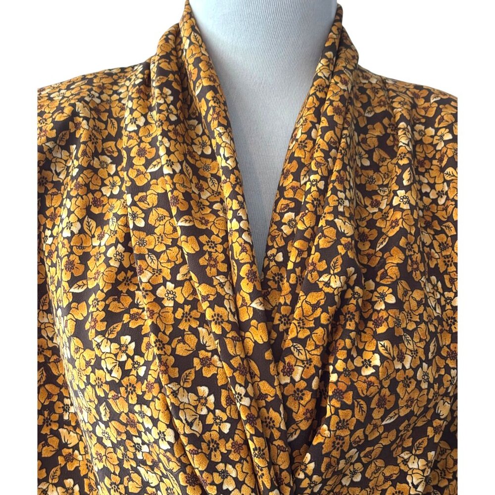 Impressions of California vintage floral print wrap blouse Women's sz‎ 10